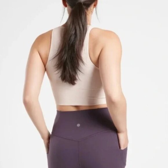 Athleta Aurora Crop Rib Tank Light Pink Size Medium NWT - Picture 2 of 6